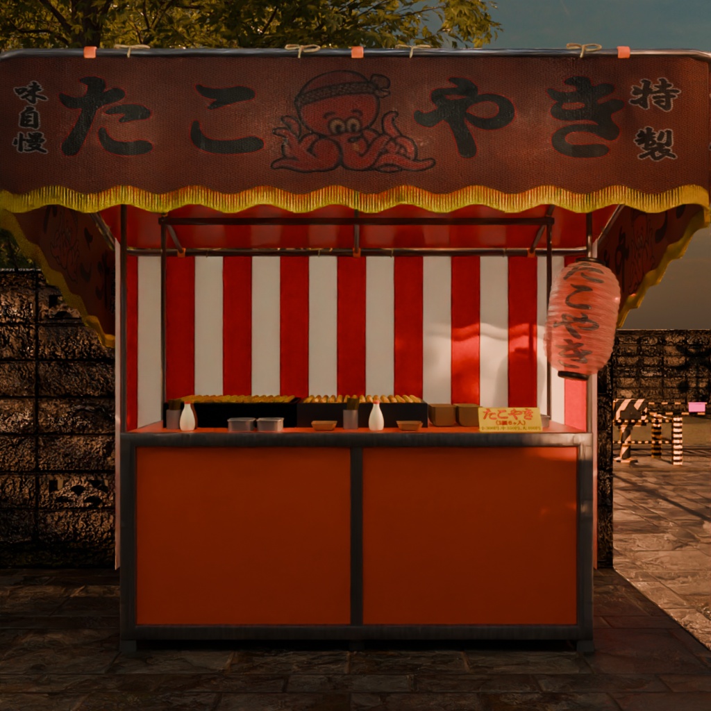 日本のレトロなたこ焼き屋台│Takoyaki stall at a summer festival