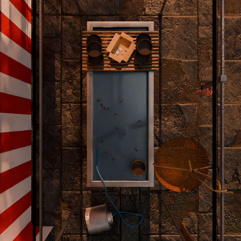 日本のレトロな夏祭りの屋台3点セット(りんご飴、金魚すくい、輪投げ)│Japanese Summer Festival Stall Set