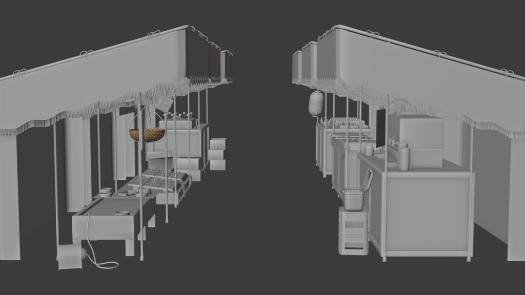 日本のレトロな夏祭りの屋台3点セット(りんご飴、金魚すくい、輪投げ)│Japanese Summer Festival Stall Set