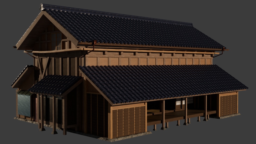 【fbxのみ】日本の雪国にある伝統的な木造家屋│A traditional Japanese house with an engawa
