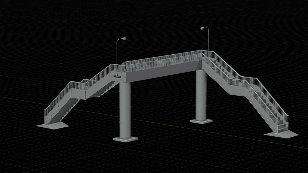 古びた歩道橋│Old pedestrian bridge│【fbxあり】