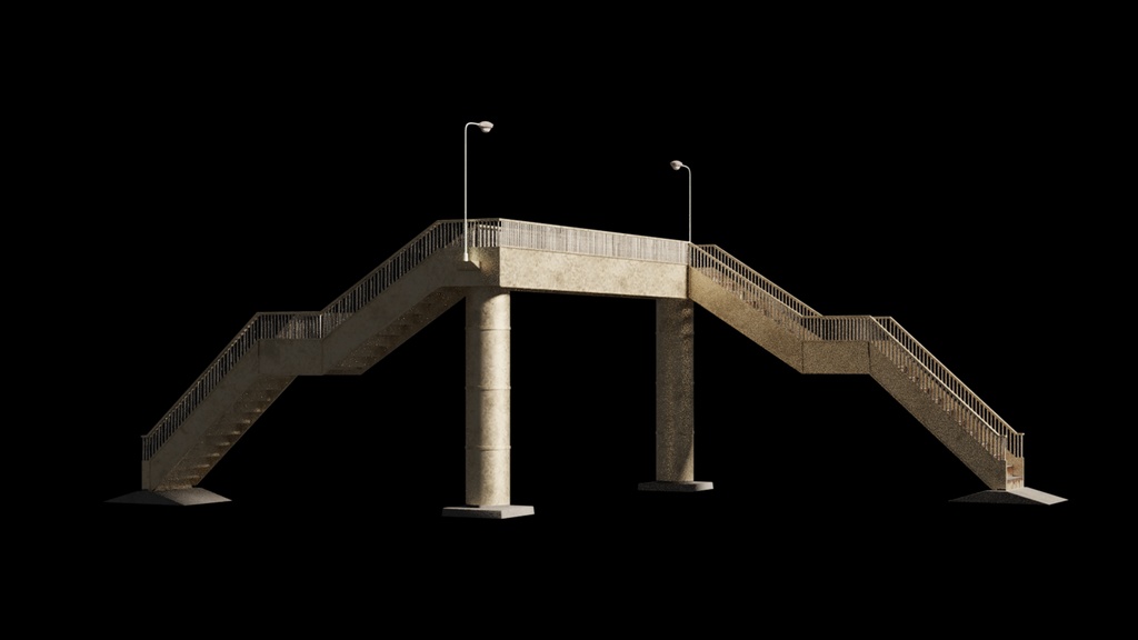 古びた歩道橋│Old pedestrian bridge│【fbxあり】