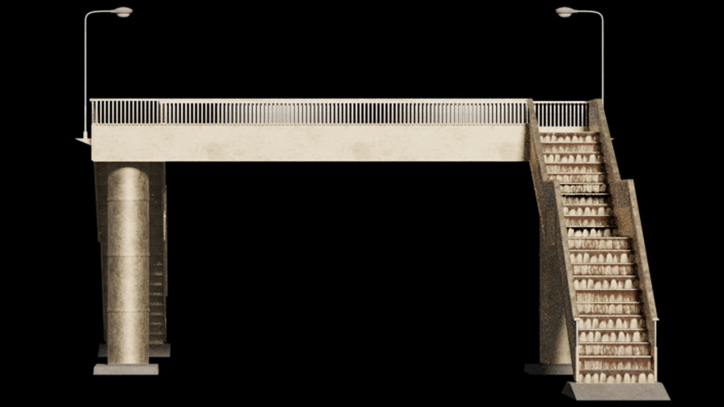 古びた歩道橋│Old pedestrian bridge│【fbxあり】