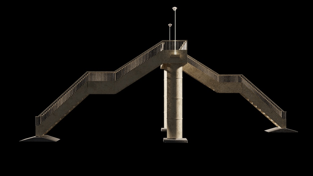 古びた歩道橋│Old pedestrian bridge│【fbxあり】