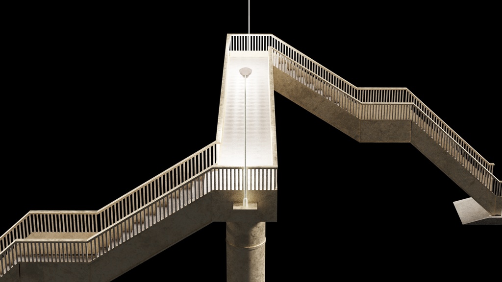 古びた歩道橋│Old pedestrian bridge│【fbxあり】