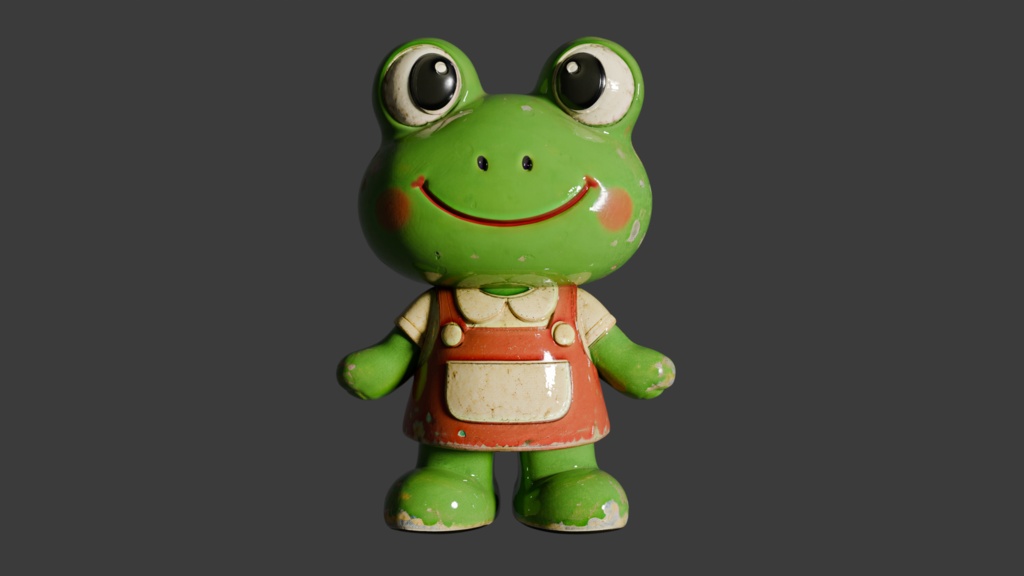Rusty Frog Toy │日本のレトロなカエルの置物【FBX】
