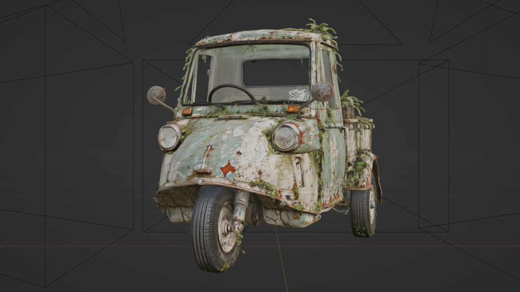 緑化したレトロな3輪駆動車│Rusty Pickup Truck【FBX】