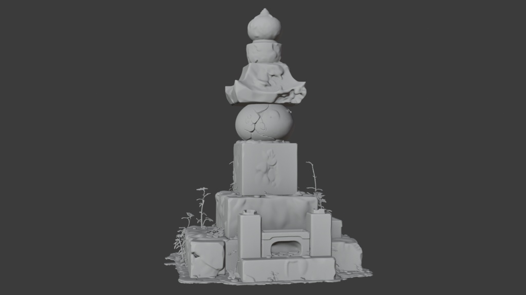 日本の苔むしたボロボロのお墓・灯篭セット│Set of Moss-Covered, Weathered Japanese Tombstones and Stone Lanterns【FBX 3種】