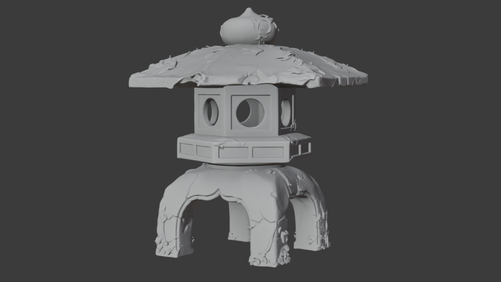 日本の苔むしたボロボロのお墓・灯篭セット│Set of Moss-Covered, Weathered Japanese Tombstones and Stone Lanterns【FBX 3種】