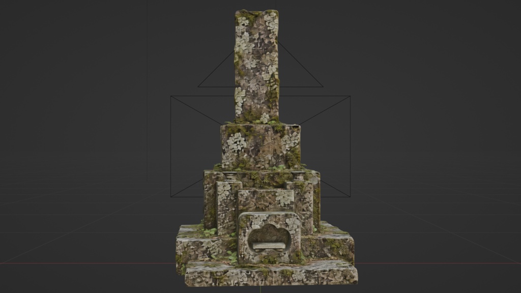 日本の苔むしたボロボロのお墓・灯篭セット│Set of Moss-Covered, Weathered Japanese Tombstones and Stone Lanterns【FBX 3種】