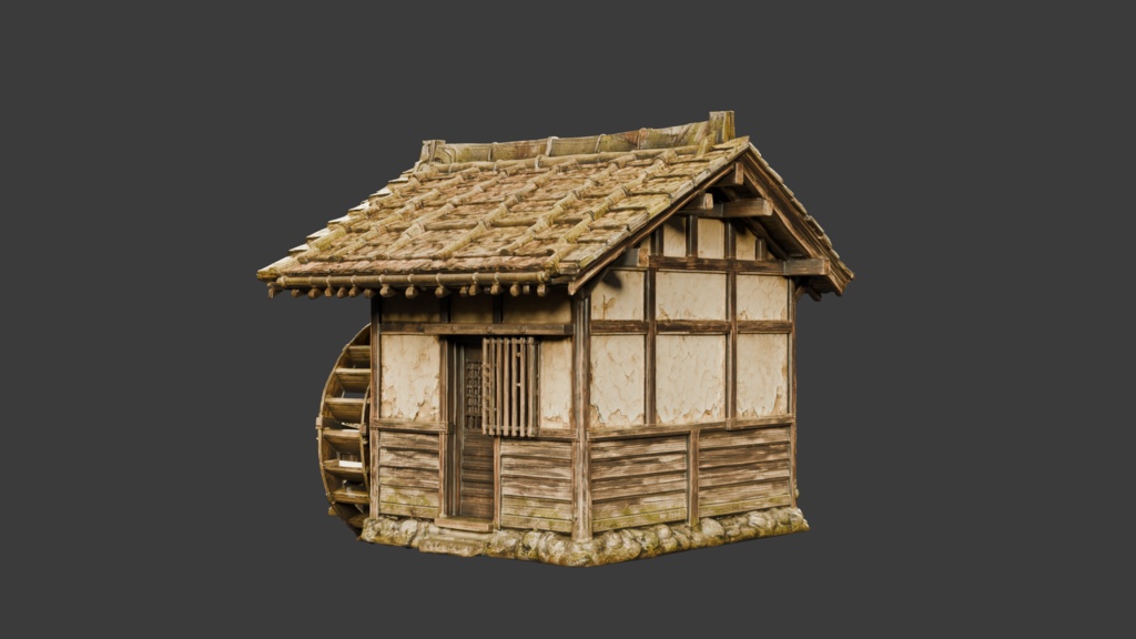 日本の田舎の水車小屋│A Watermill in the Japanese Countryside【FBX】