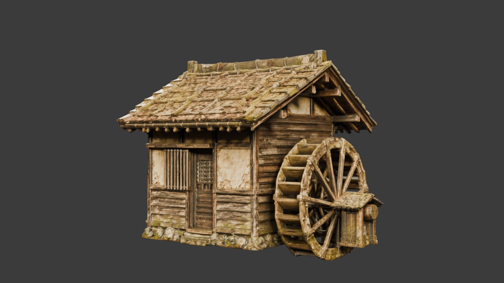 日本の田舎の水車小屋│A Watermill in the Japanese Countryside【FBX】