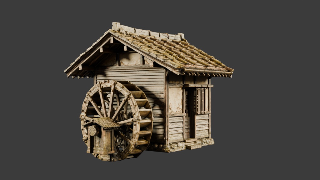 日本の田舎の水車小屋│A Watermill in the Japanese Countryside【FBX】
