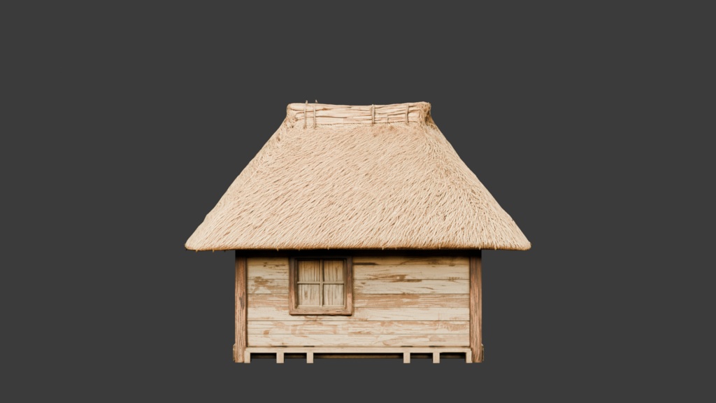 日本の田舎の茅葺屋根の小屋│A thatched-roof cottage in the Japanese countryside【FBX 2種】