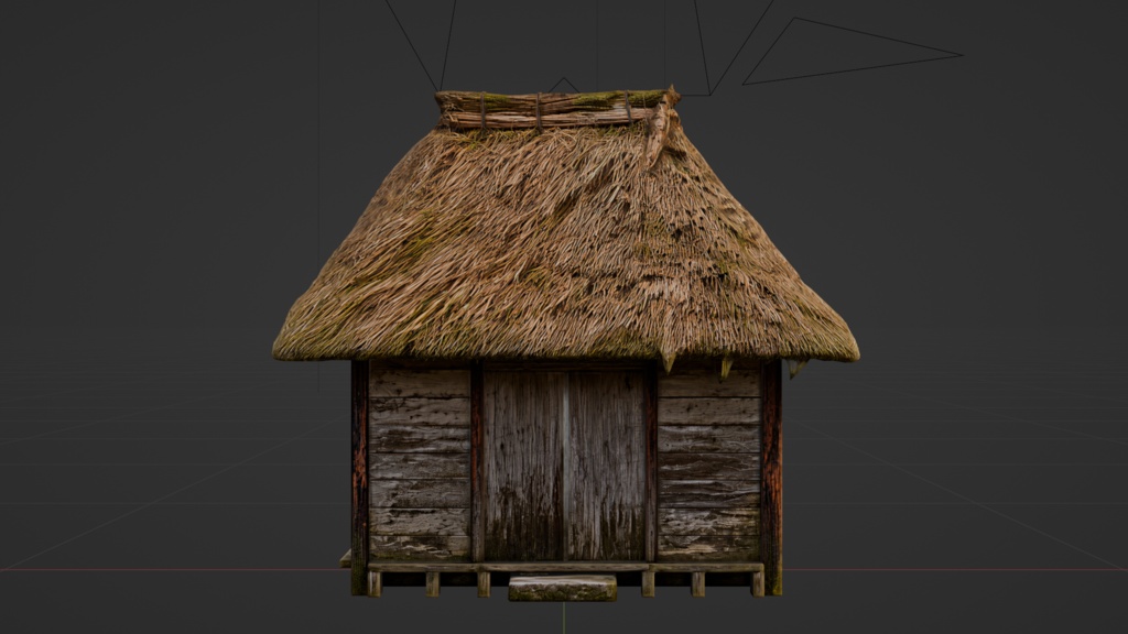 日本の田舎の茅葺屋根の小屋│A thatched-roof cottage in the Japanese countryside【FBX 2種】