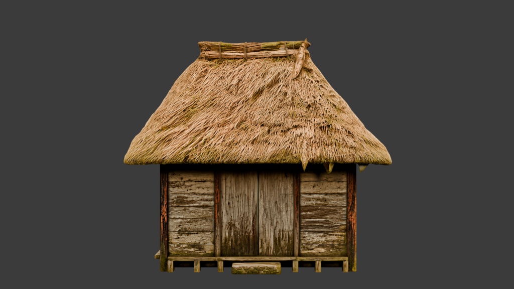 日本の田舎の茅葺屋根の小屋│A thatched-roof cottage in the Japanese countryside【FBX 2種】
