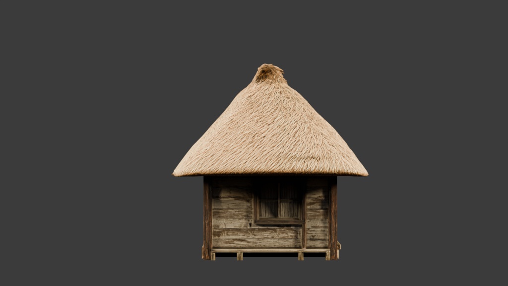 日本の田舎の茅葺屋根の小屋│A thatched-roof cottage in the Japanese countryside【FBX 2種】