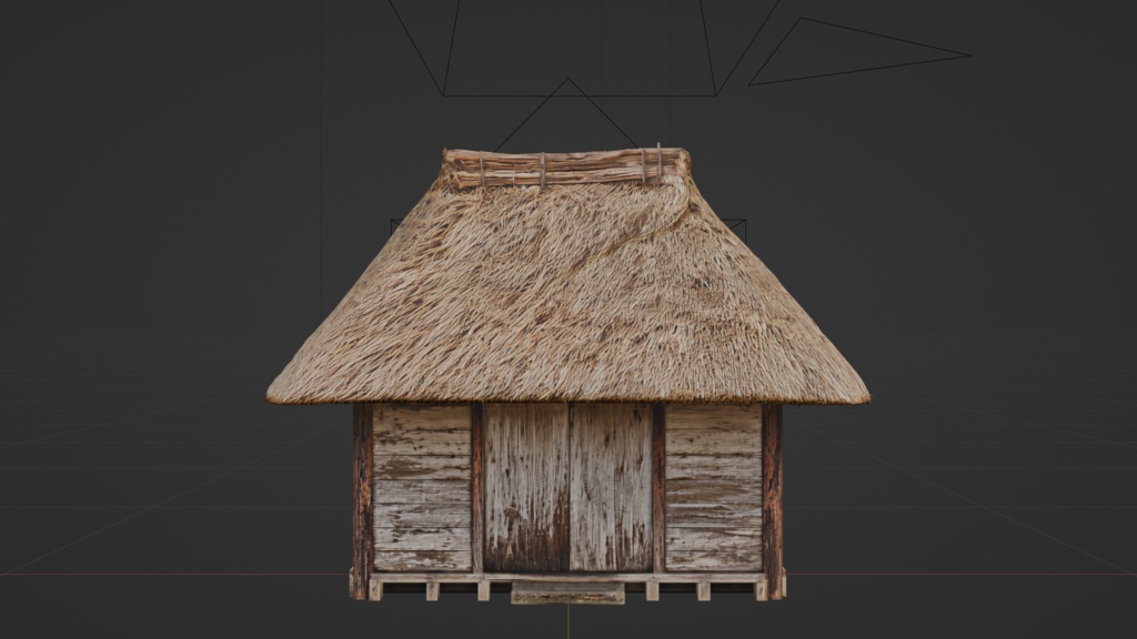 日本の田舎の茅葺屋根の小屋│A thatched-roof cottage in the Japanese countryside【FBX 2種】