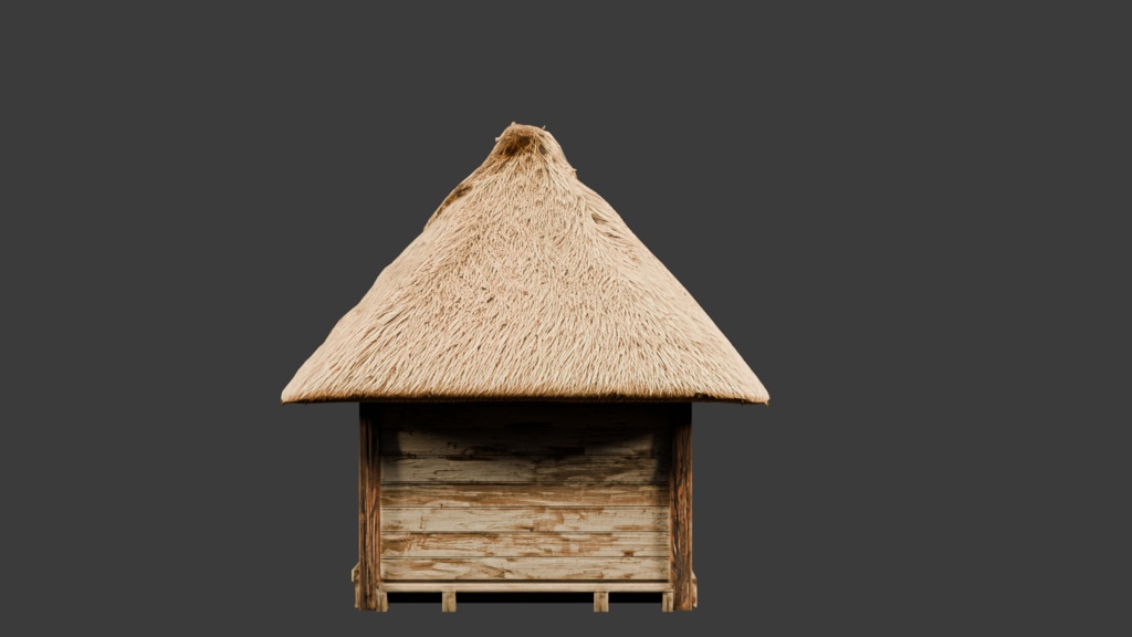 日本の田舎の茅葺屋根の小屋│A thatched-roof cottage in the Japanese countryside【FBX 2種】