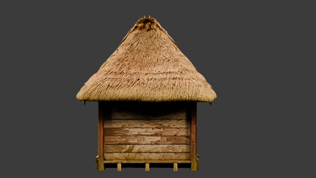 日本の田舎の茅葺屋根の小屋│A thatched-roof cottage in the Japanese countryside【FBX 2種】