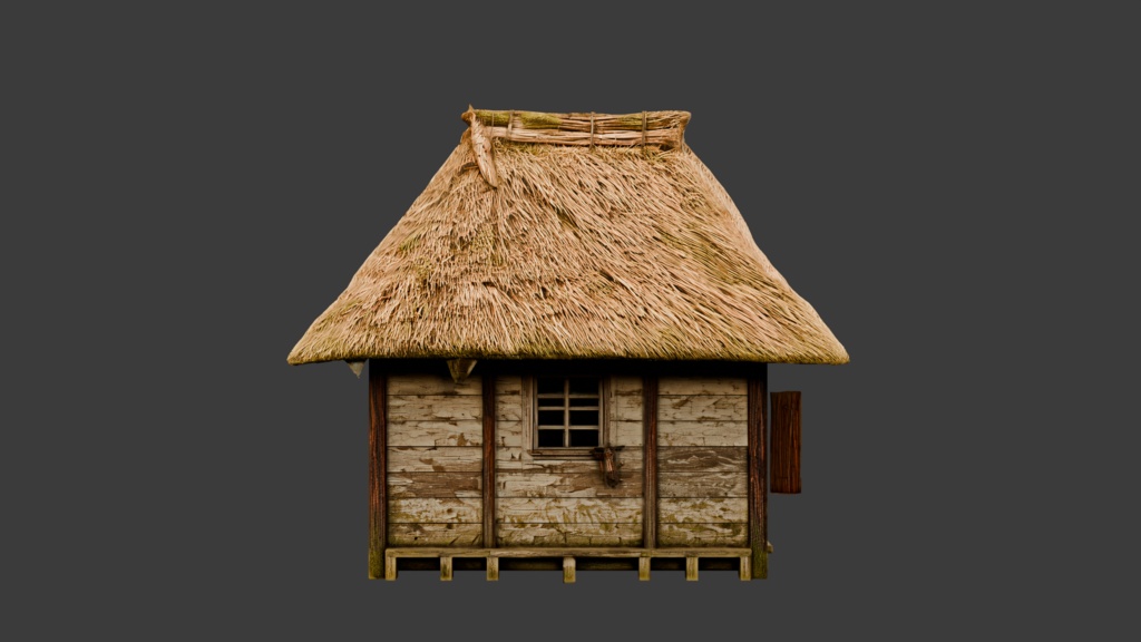 日本の田舎の茅葺屋根の小屋│A thatched-roof cottage in the Japanese countryside【FBX 2種】