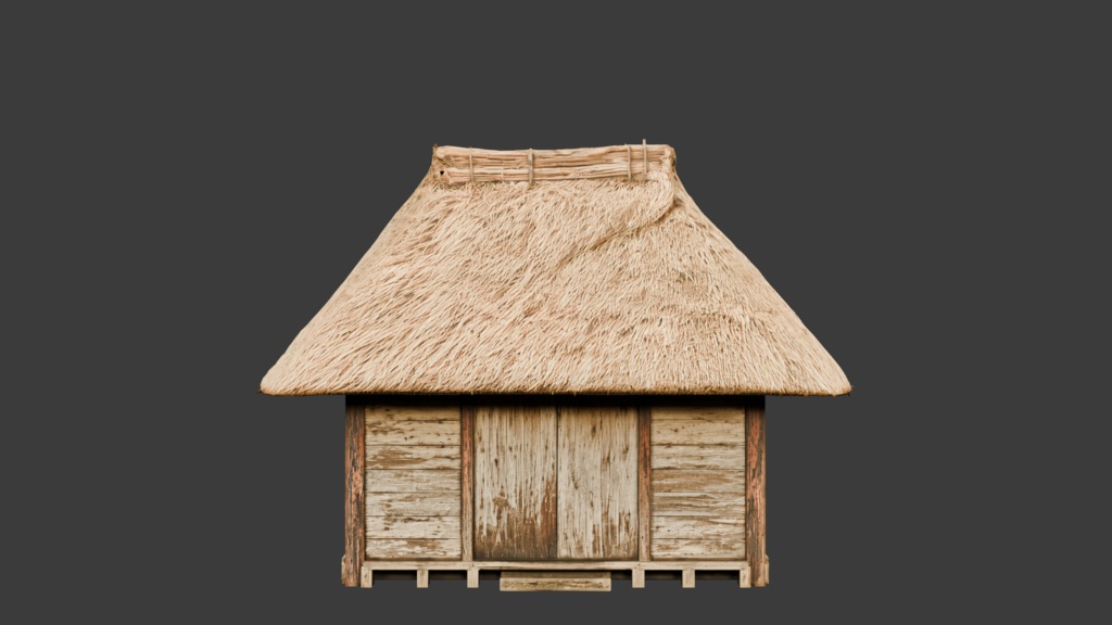 日本の田舎の茅葺屋根の小屋│A thatched-roof cottage in the Japanese countryside【FBX 2種】