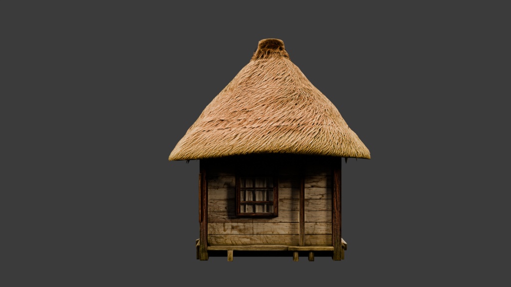 日本の田舎の茅葺屋根の小屋│A thatched-roof cottage in the Japanese countryside【FBX 2種】