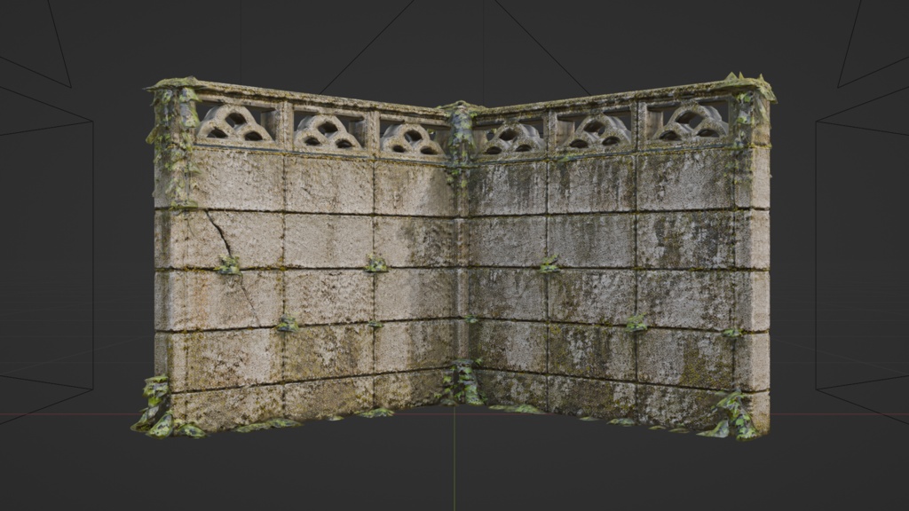日本の苔むしたブロック塀 セット│Moss-Covered Concrete Block Wall Set【FBX 2種】