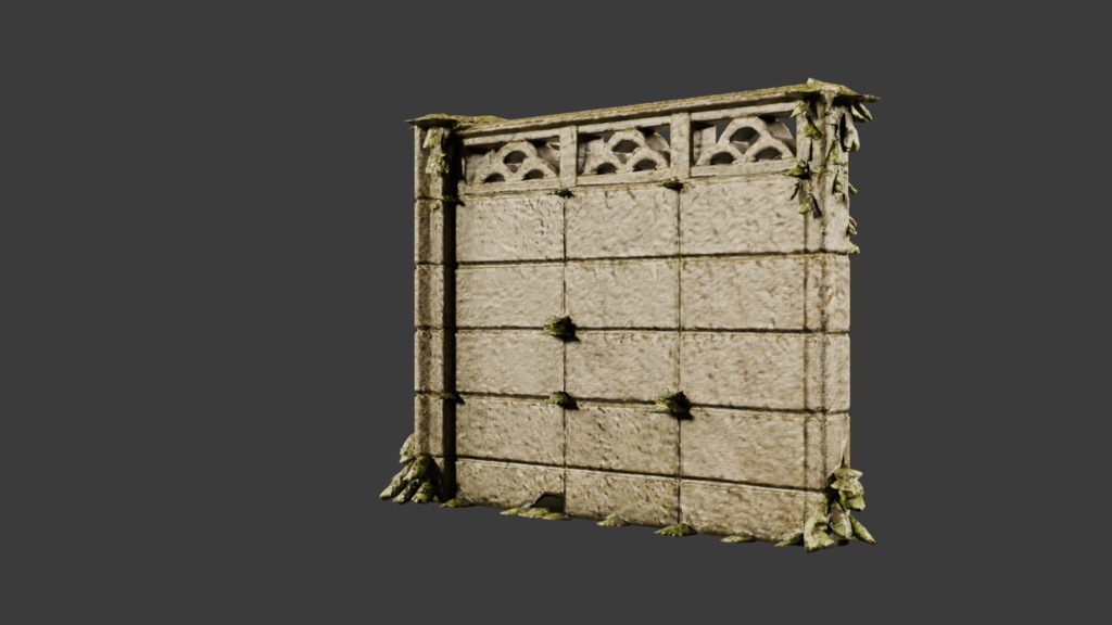 日本の苔むしたブロック塀 セット│Moss-Covered Concrete Block Wall Set【FBX 2種】