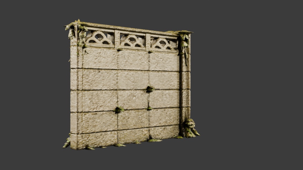 日本の苔むしたブロック塀 セット│Moss-Covered Concrete Block Wall Set【FBX 2種】