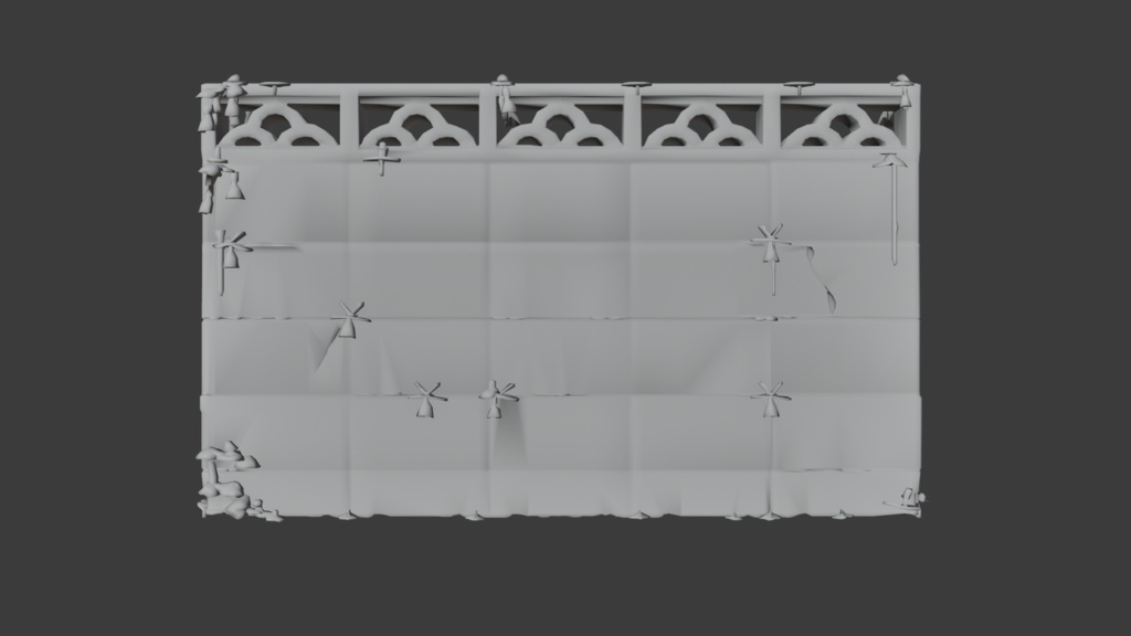 日本の苔むしたブロック塀 セット│Moss-Covered Concrete Block Wall Set【FBX 2種】