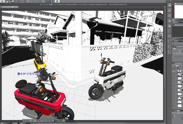 漫画・イラスト用3D素材 モトコンポ(CLIP STUDIO用 3Dオブジェクト)