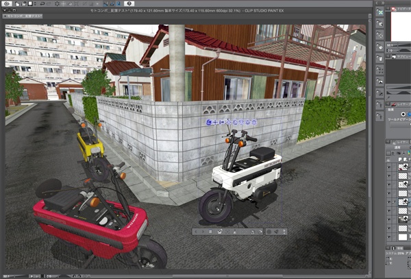 漫画・イラスト用3D素材 モトコンポ(CLIP STUDIO用 3Dオブジェクト)