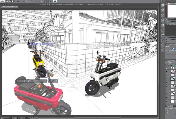 漫画・イラスト用3D素材 モトコンポ(CLIP STUDIO用 3Dオブジェクト)
