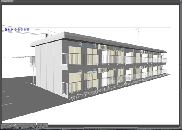 漫画背景用3D素材「アパート_A」(CLIP STUDIO用 3Dオブジェクト)