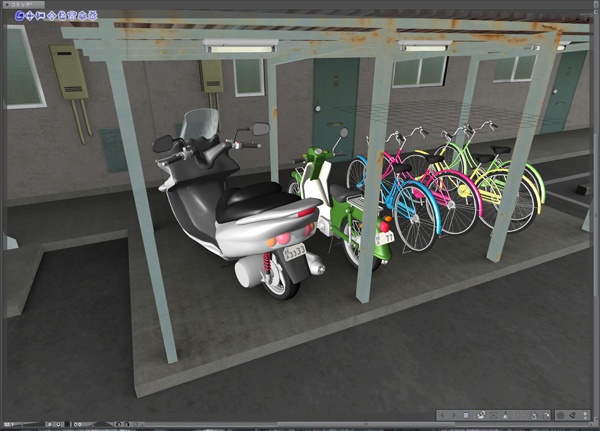 漫画背景用3D素材「アパート_A」(CLIP STUDIO用 3Dオブジェクト)