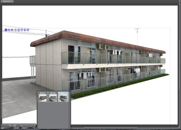 漫画背景用3D素材「アパート_A」(CLIP STUDIO用 3Dオブジェクト)