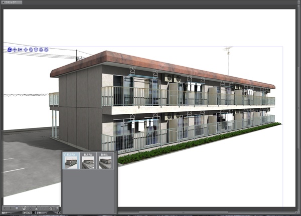 漫画背景用3D素材「アパート_A」(CLIP STUDIO用 3Dオブジェクト)