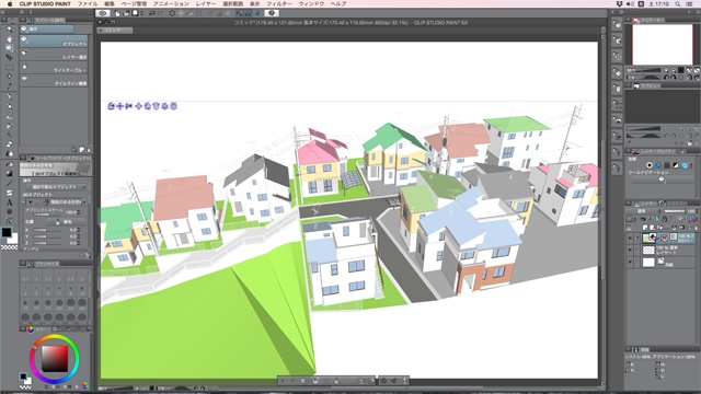 漫画背景用3D素材「階段のある住宅地」(CLIP STUDIO用 3Dオブジェクト)