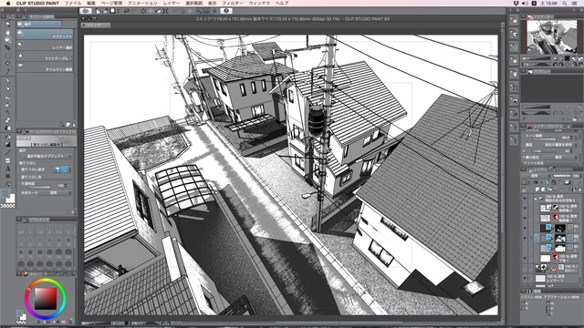 漫画背景用3D素材「階段のある住宅地」(CLIP STUDIO用 3Dオブジェクト)