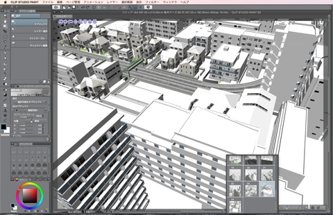 漫画背景用3D素材_「街1」(CLIP STUDIO用 3Dオブジェクト)