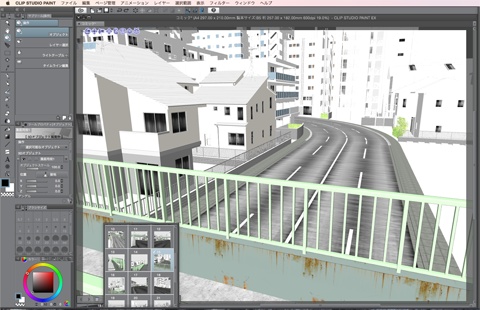 漫画背景用3D素材_「街1」(CLIP STUDIO用 3Dオブジェクト)