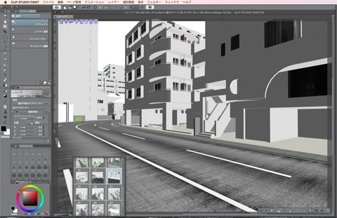 漫画背景用3D素材_「街1」(CLIP STUDIO用 3Dオブジェクト)