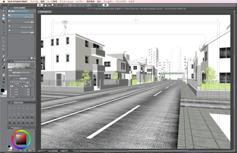 漫画背景用3D素材_「街1」(CLIP STUDIO用 3Dオブジェクト)