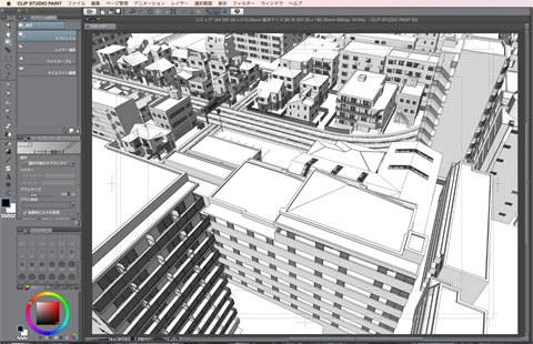 漫画背景用3D素材_「街1」(CLIP STUDIO用 3Dオブジェクト)