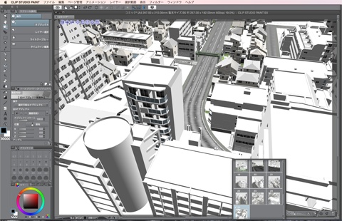 漫画背景用3D素材_「街1」(CLIP STUDIO用 3Dオブジェクト)