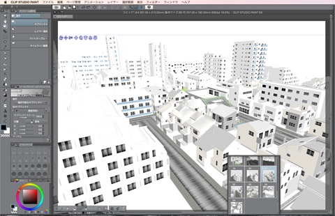 漫画背景用3D素材_「街1」(CLIP STUDIO用 3Dオブジェクト)