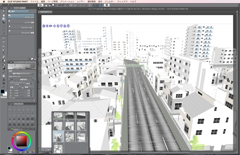 漫画背景用3D素材_「街1」(CLIP STUDIO用 3Dオブジェクト)