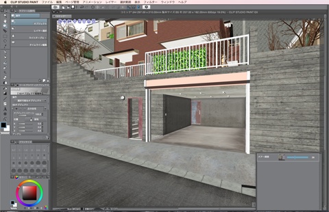 漫画・イラスト背景用3D素材「丘の住宅」(CLIP STUDIO用 3Dオブジェクト)