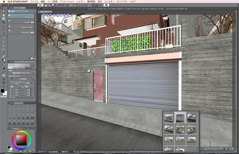 漫画・イラスト背景用3D素材「丘の住宅」(CLIP STUDIO用 3Dオブジェクト)